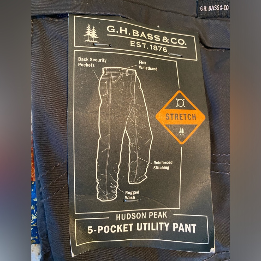 GH Bass Men’s Utility Pants 36x34 Charcoal NWT